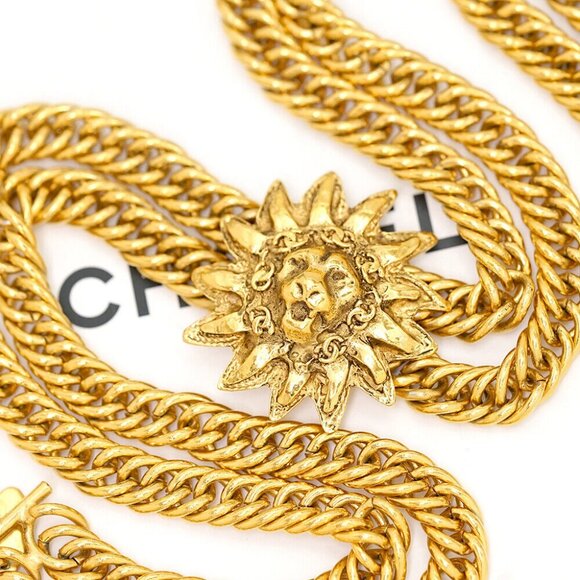 CHANEL Leo Lion Double Chain Necklace 17" Gold Tone Auth h11150 - Picture 1 of 8